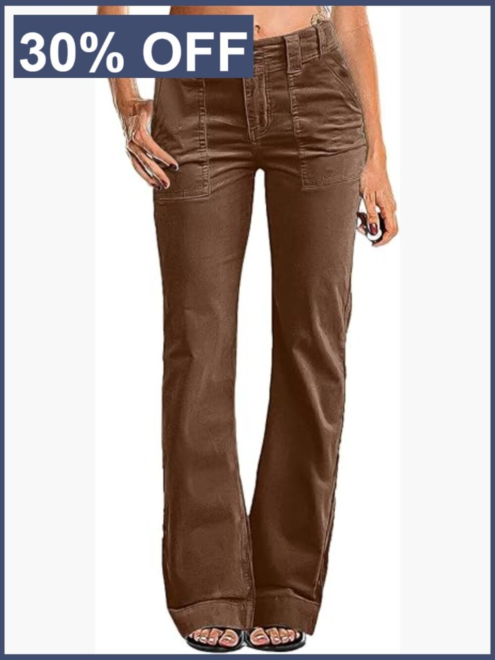 Mid Rise Wide Leg Corduroy Work Pants 31" Inseam Stretch Fabric